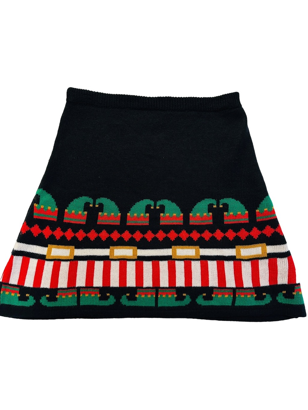 Derek Heart Christmas Holiday Print Black Knit Pattern Skirt.